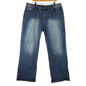 Brooklyn Basement Jeans Mens 42x32 Blue Wash Relaxed Straight Leg Y2K Skater